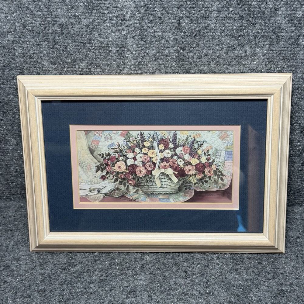 Tableau Panier de Roses" Painting by artist Glynda Turley Framed & Signed
